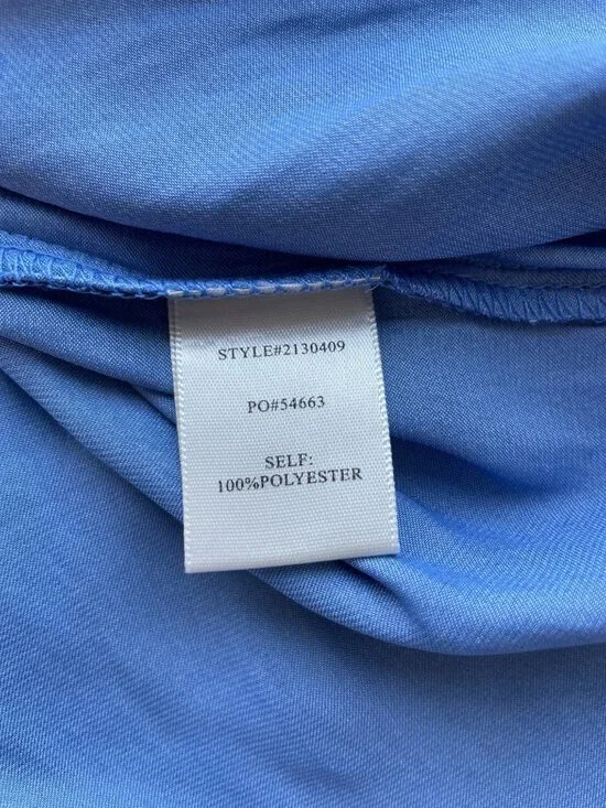 Current Air Blouse Size XS Bubble Tiered Sleeve Split Tie Neck Faded Blue NEW - Picture 6 of 9